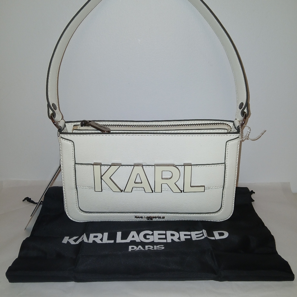 Karl Lagerfeld Leather K/Letter Logo Shoulder Bag & Dustbag